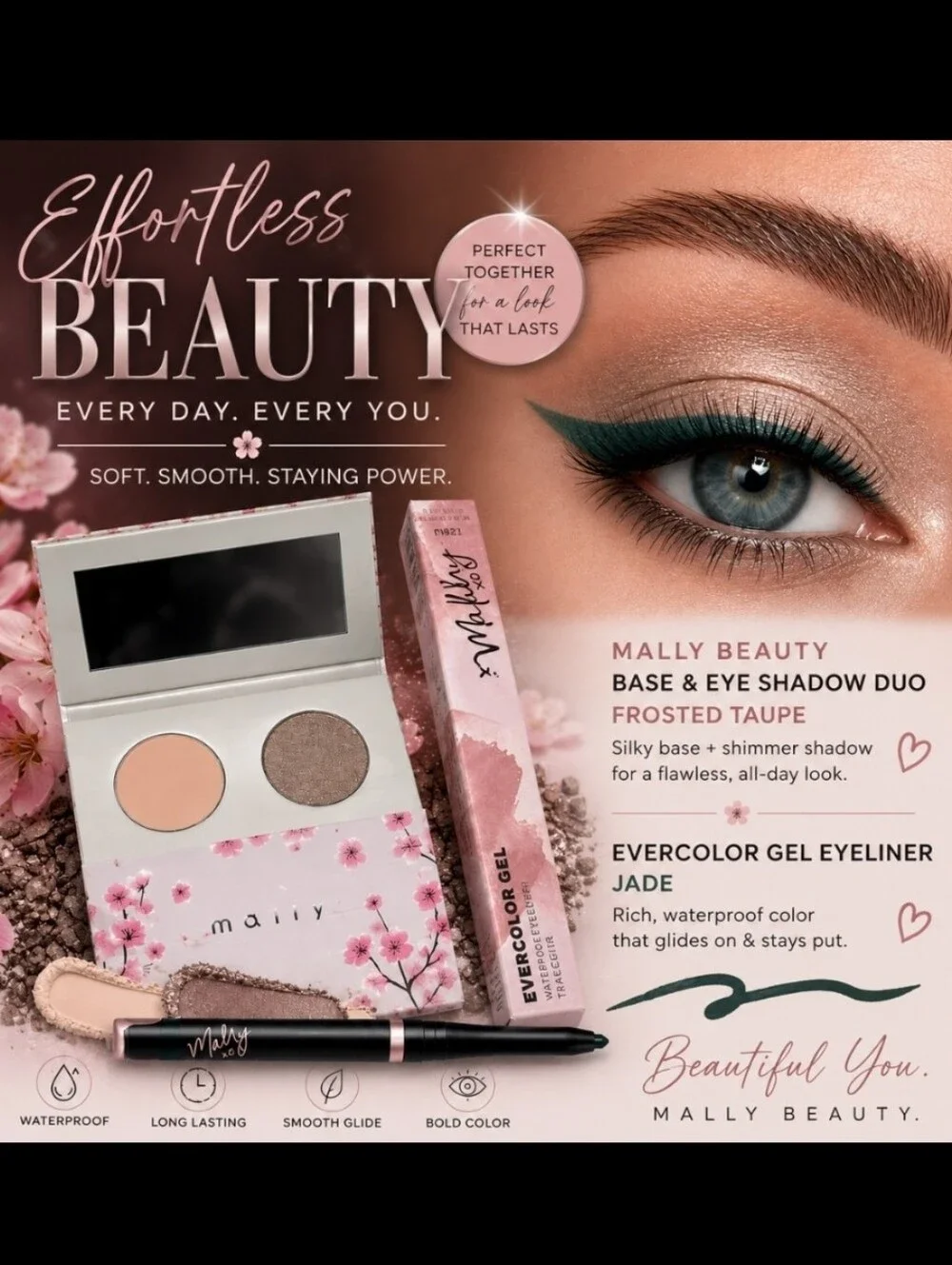 Mally Eye Shadow Duo Palette in Frosted Taupe &  Evercolor Gel Eyeliner